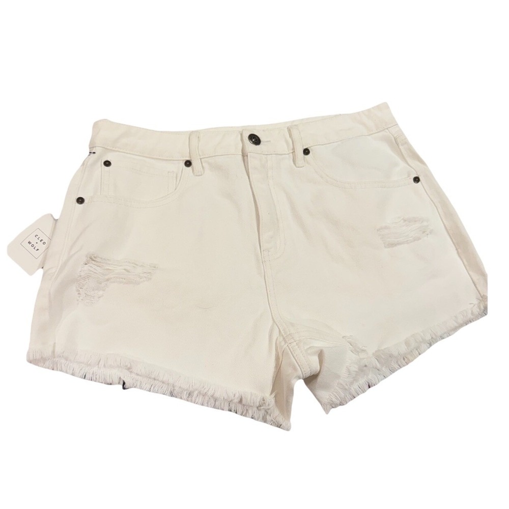 Cleo + Wolf Shorts‎ Womens 30 W High Rise White Frayed Hem Distressed Boho